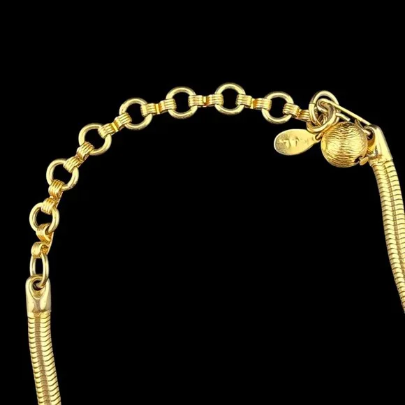 Kenneth J. Lane Gold Tone Adjustable 20" Snake Chain Necklace Vintage - Picture 2 of 10
